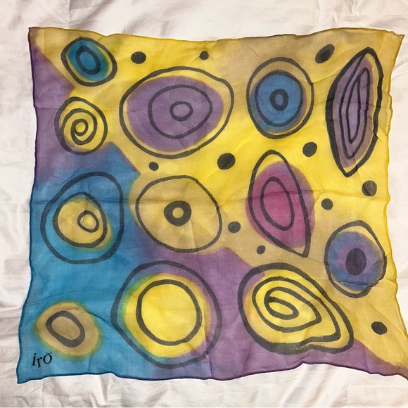 IRO Silk Chiffon Abstract Print • Art • Individually Hand Painted Scarf - Picture 2 of 8